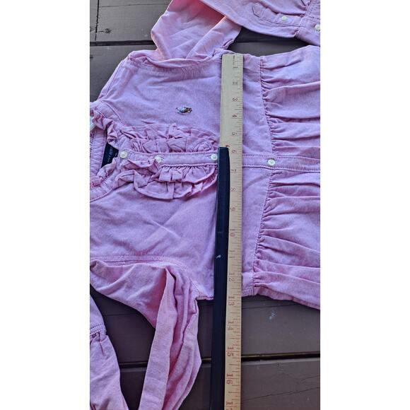 Ralph Lauren Girls Shirt Dress Size 6 Pink Pinstripe Collar Ruffles - Picture 3 of 5